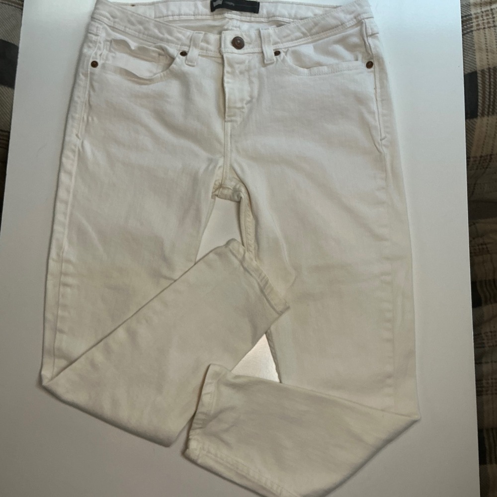Levis Womens White Denim Leggings Skinny Jeans Stretch 30x30 Cotton Blend - Picture 9 of 12
